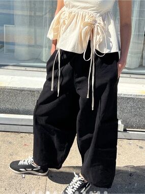Meals Chef Pants Licorice Black Baggy Cotton Canvas Street Wear USA-Large